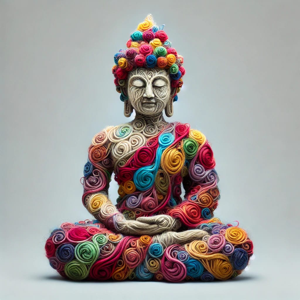 Buddha made of spiral threads